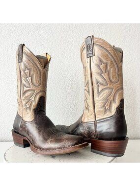 Rod Patrick Mens Cowboy Boots Bison Brown Leather Western Leather Sole 9.5AA